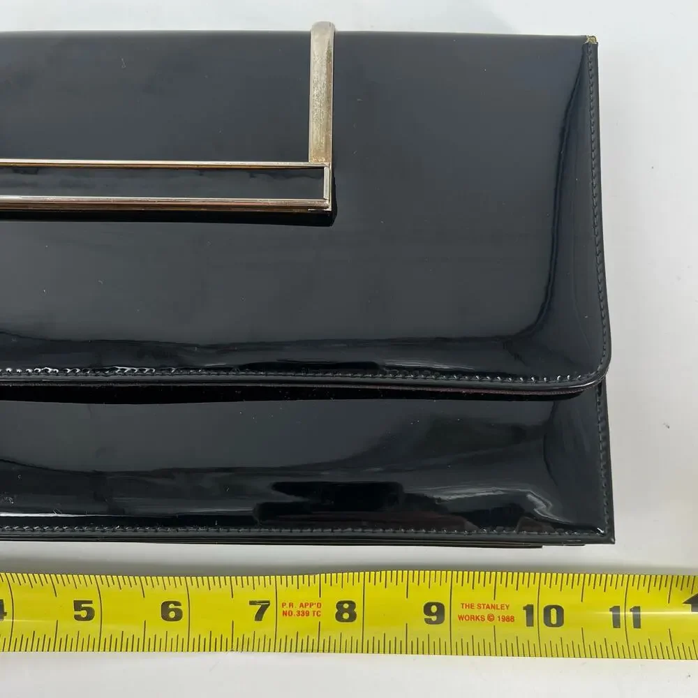 80s shiny black clutch bag 1980s vintage